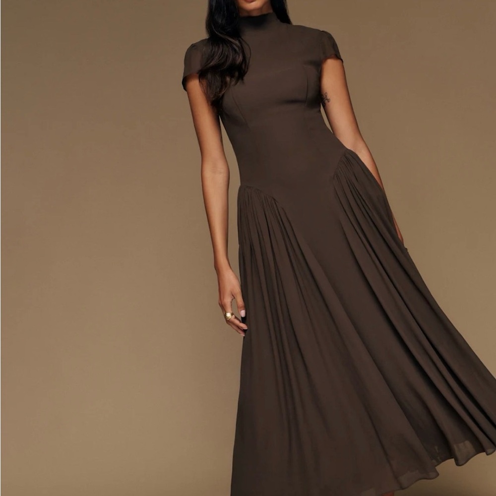 Reformation Chocolate Brown Midi Dress